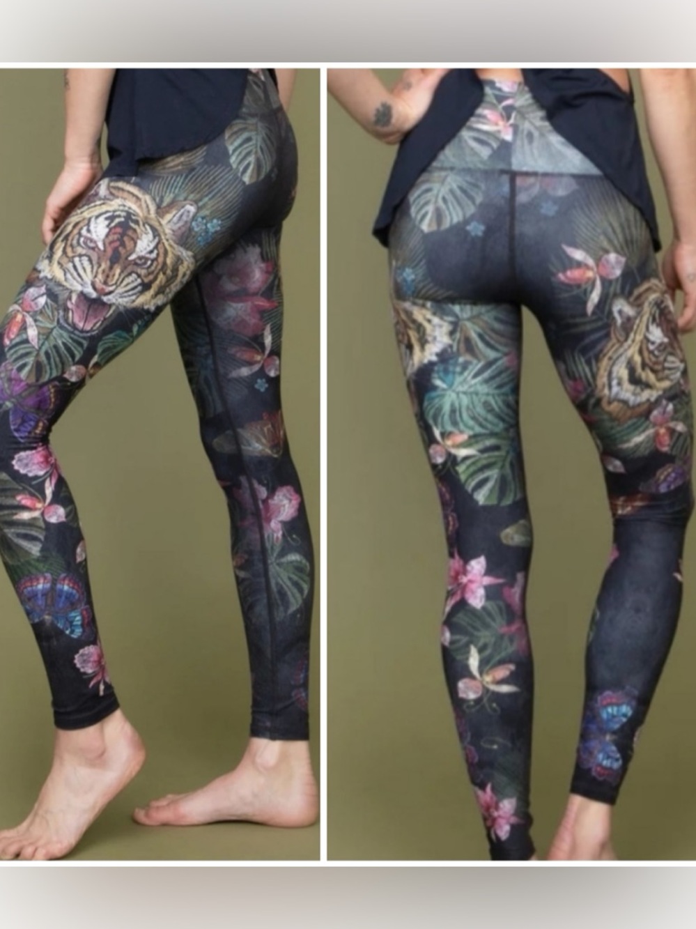 NIYAMI SOL eye of the tiger barefoot leggings size XL / large butterfly floral